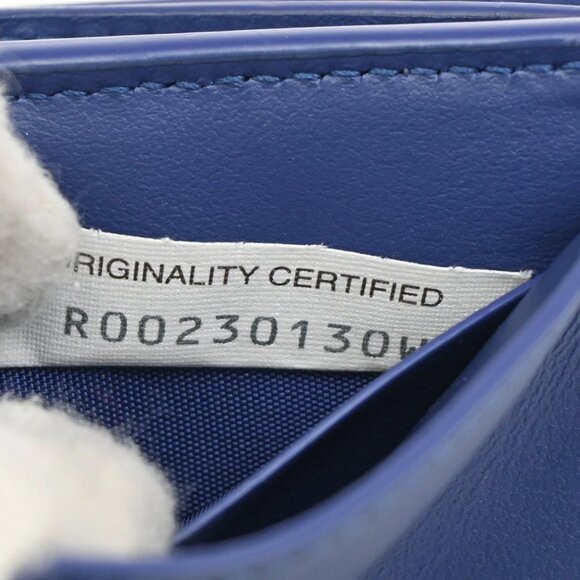 BOTTEGA VENETA INTRECCIATO Trifold Compact Wallet Leather Blue Italy 35KA812 - Picture 15 of 16